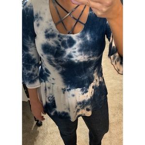 Navy and white tie dye shirt